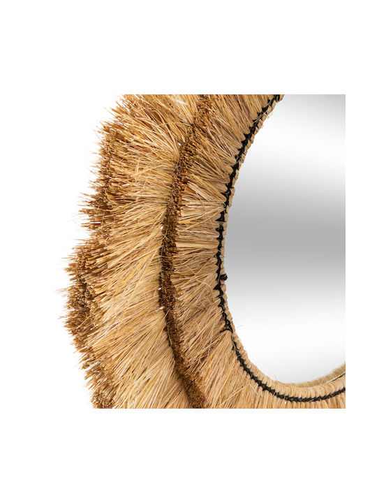 Atmosphera Καθρέπτης Τοίχου με Μπεζ Rattan Πλαίσιο Διαμέτρου 60cm