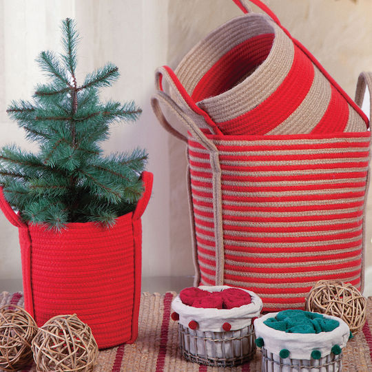 Nef-Nef Homeware Silo Διακοσμητικό Καλάθι Υφασμάτινο με Χερούλια Κόκκινο 28x28x32εκ.