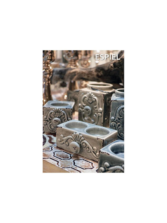 Espiel Tabletop Ceramic Lantern Gray 11.5x9.5x10.5cm