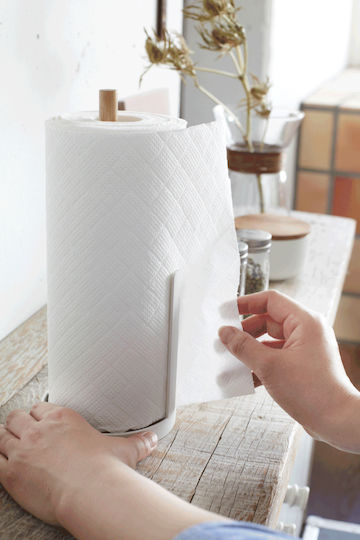 Yamazaki Metallic Paper Towel Holder White 11x11x26.5cm 7819
