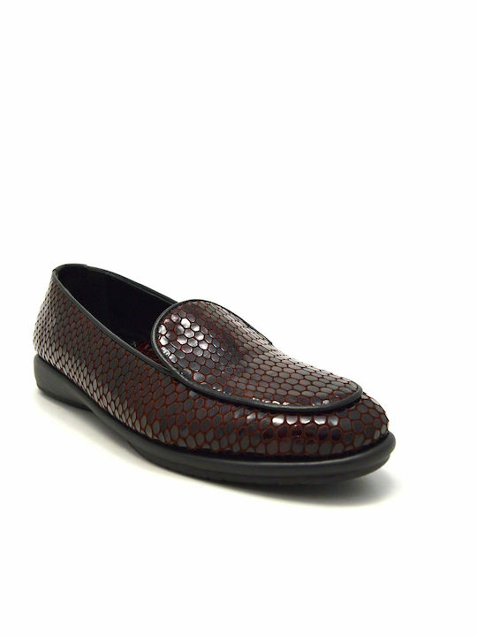 1255-651 Patent Leather Women's Moccasins in Burgundy Color E-1255