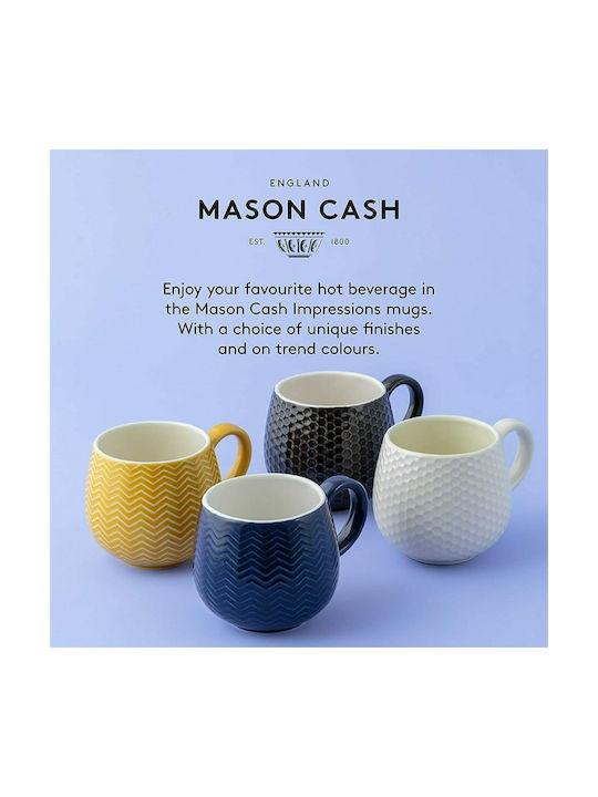 Mason Cash Embossed Chevron Ceramic Cup Blue 350ml