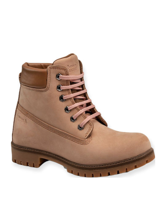Leather Women's Ankle Boots Beige