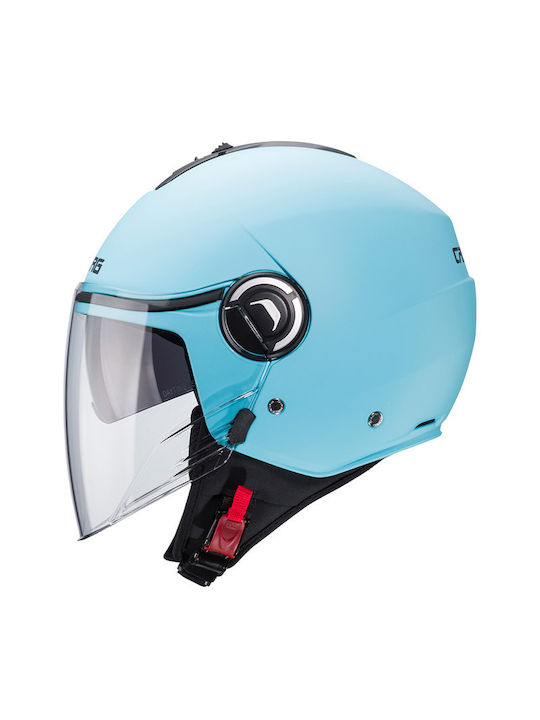 Caberg Riviera V4 Light Blue Matt Мотоциклетна Каска Jet с Sunvisor CAB000KRA548