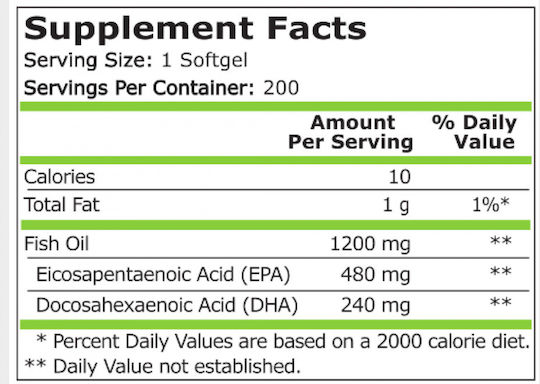 Pure Nutrition Omega 3 Fish Oil 480 EPA / 240 DHA Рибено масло 200 софтджел
