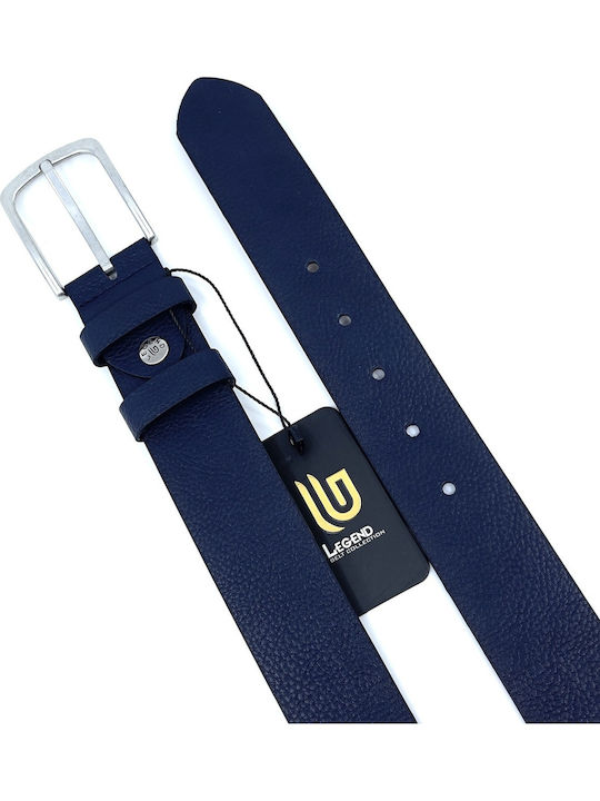 Wide Men's Belt from Artificial Leather Blue
