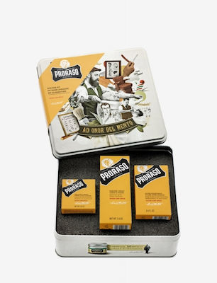 Proraso Wood & Spice Beard & Moustache Grooming Set with Pre-Shave Cream 100ml, Shaving Cream 100ml & After-Shave Balm 100ml