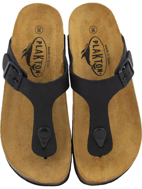 Leather Women's Flat Sandals Anatomic in Black Color