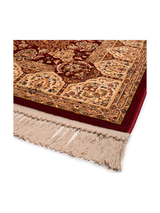 Viokarpet Isfahan 2879A Rug Rectangular with Fringes Red Cream