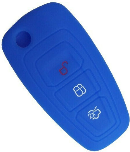 Car Key Cover Case 3 Buttons made of with 3 Buttons for Ford in Blue Color