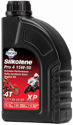 Fuchs Silkolene Pro 4 Race Synthetic Motorcycle Oil for Four-Stroke Engines 15W-50 1lt