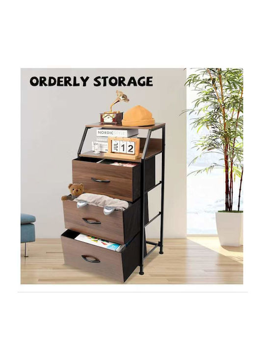 Drawers Storage Τiger Made of Metal & Wood with 3 Drawers L60xW39xH90cm