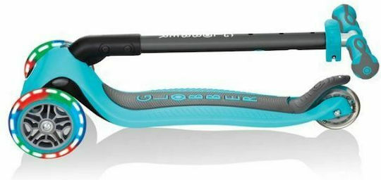 Globber Kids Scooter Foldable Go-Up Deluxe Lights 3-Wheel with Seat Blue