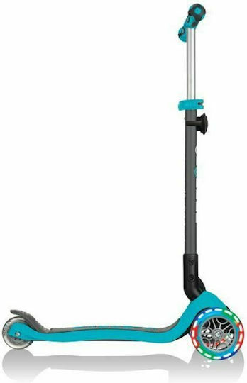 Globber Kids Scooter Foldable Go-Up Deluxe Lights 3-Wheel with Seat Blue