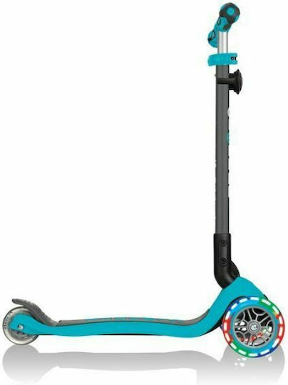 Globber Kids Scooter Foldable Go-Up Deluxe Lights 3-Wheel with Seat Blue