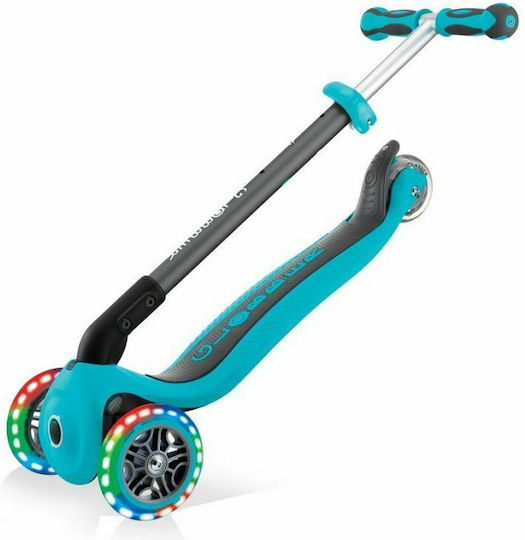 Globber Kids Scooter Foldable Go-Up Deluxe Lights 3-Wheel with Seat Blue