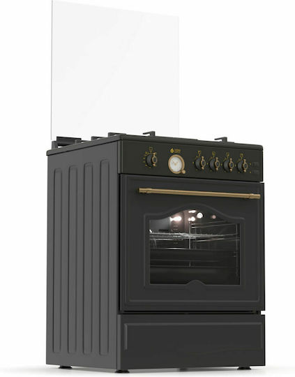 Thermogatz TGS 4222 RUSTIC ANTH Κουζίνα Υγραερίου 49lt με Εστίες Υγραερίου Π60εκ. Γκρι
