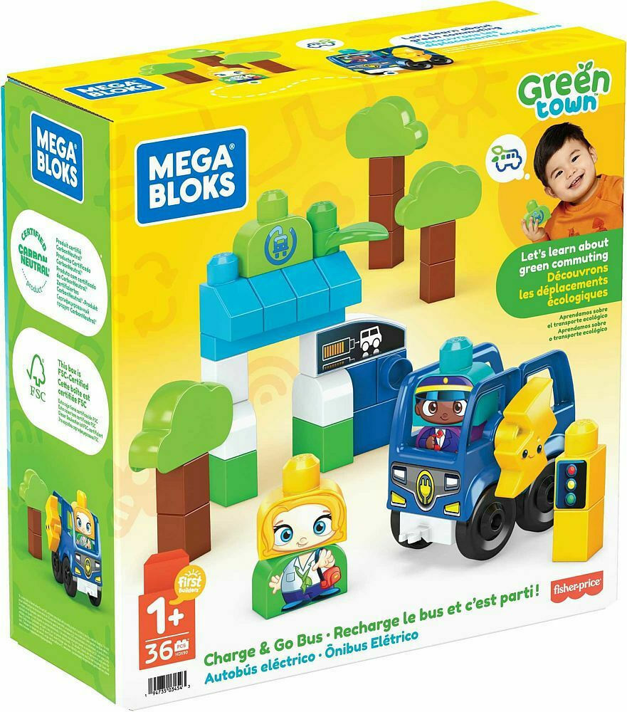 Fisher-Price Mega Bloks: Green Town - Charge & Go Bus (HDX90)