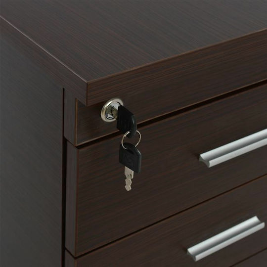 Office Drawer Vance Wooden with Wheels and Lock Wenge 40x40x55cm