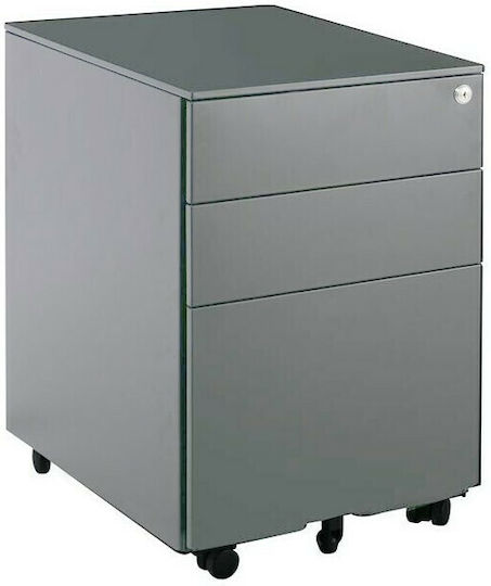 Metallische Büro-Schublade mit Rädern und Schloss Grau 39x52x60cm E6009,1