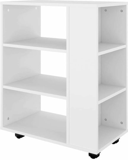 Дървен Офисен Шкаф с Колелца Бял 60x35x75см