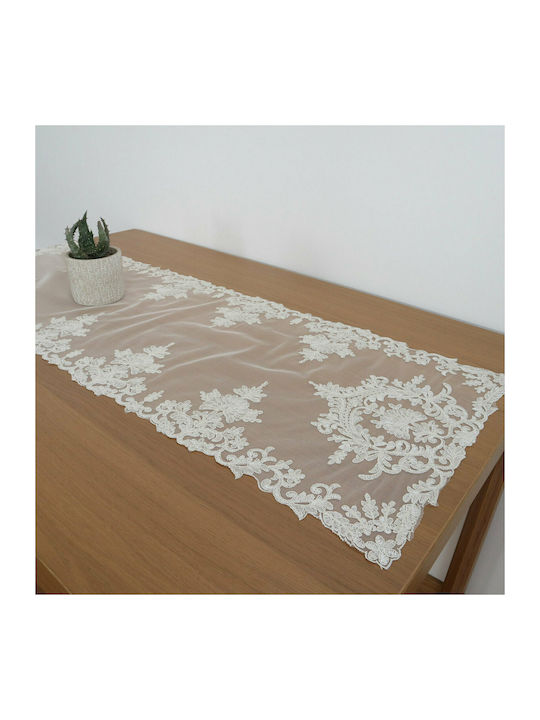 Sette Colori 068 Polyester Lace Tablecloth Runner Set 3pcs Εκρού 35x100cm