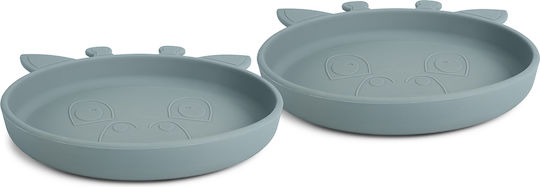 Nuuroo Baby Food Plate Made of Silicone Blue 2 Pieces