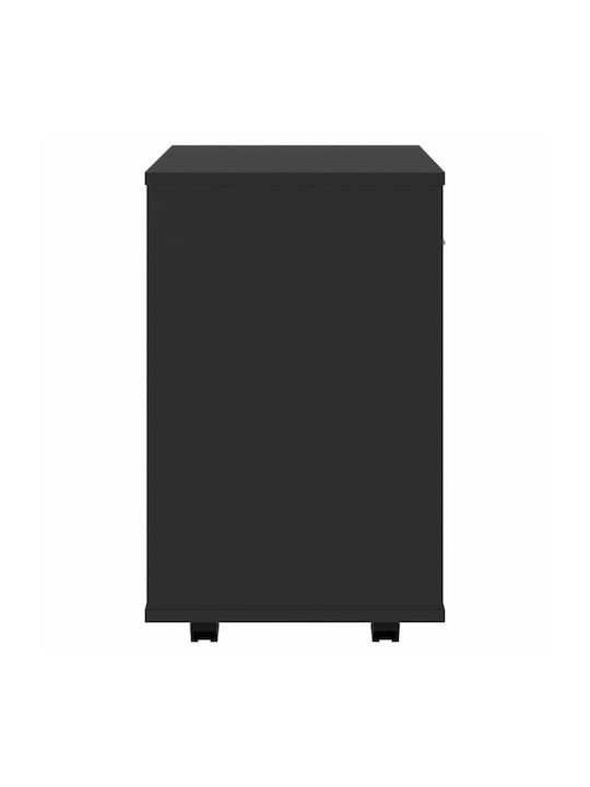 Office Storage Chipboard Cabinet With Wheels & Drawers Black Velvet-Black Metal L46xW36xH59cm