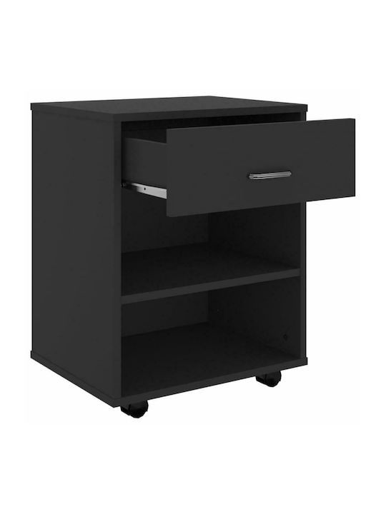 Office Storage Chipboard Cabinet With Wheels & Drawers Black Velvet-Black Metal L46xW36xH59cm
