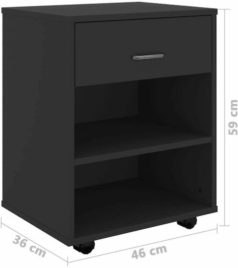 Ντουλάπι Γραφείου Ξύλινο με Ροδάκια Μαύρο 46x36x59cm