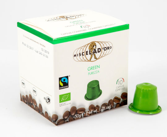 Miscela D'oro Capsule Espresso Green Compatibile cu Mașina Nespresso 10capace