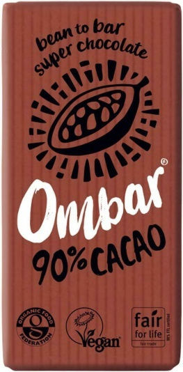 Ombar Organic Raw Organic Chocolate Dark Vegan with 90% Cocoa Sugar-Free 35gr 1pcs