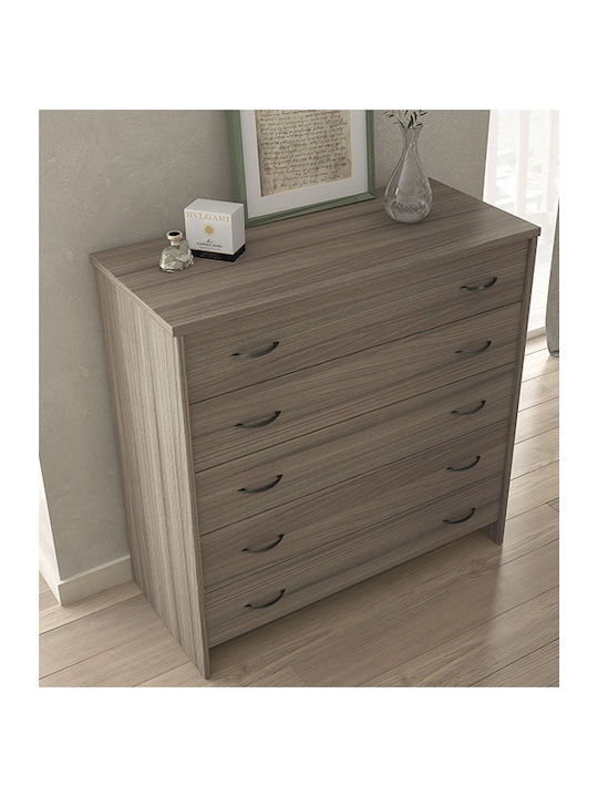 No 5 Wooden Chest of Drawers with 5 Drawers Mocha 86x43x95cm