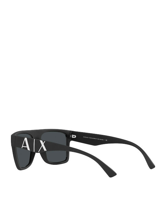Armani Exchange Men's Sunglasses with Black Horn-Rimmed Frame and Grey Lens AX4113S 807887