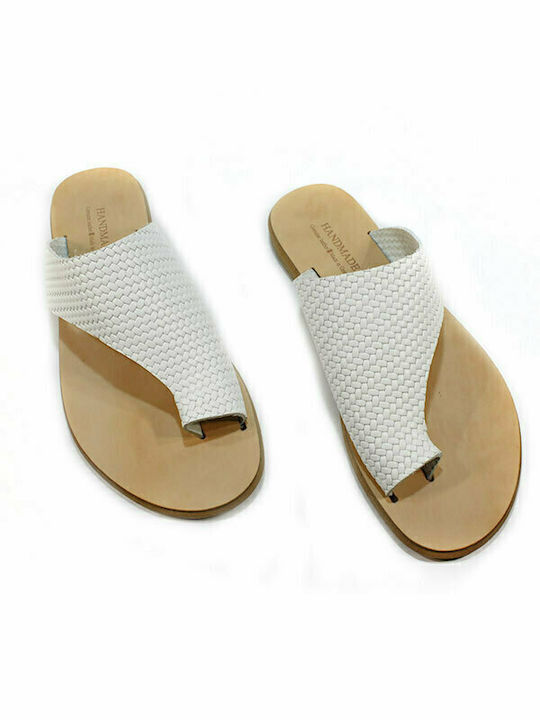 Women's leather sandals in white color