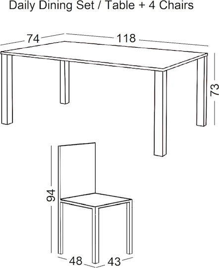 Dining Room Daily 4pcs White / Natural 118x74cm