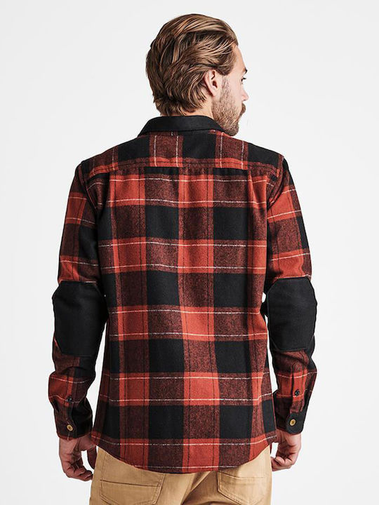 Roark Revival Men's Shirt Long Sleeve Flannel Checked Red