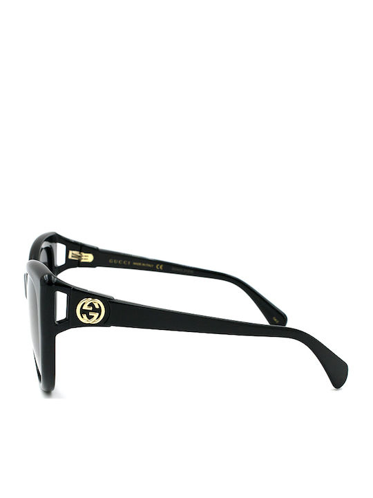 Gucci Damentragen Sonnenbrille mit Schwarzem Horn umrandetem Rahmen und Grauer Verlaufsfarbe Gläser GG0877S 001