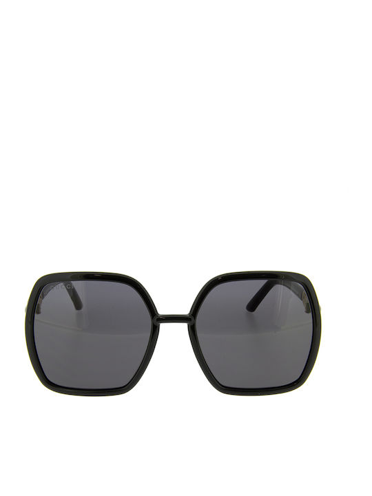 Gucci Damentagessonnenbrille mit Schwarzem Horn umrandetem Rahmen und Grauen Gläser GG0890S 001