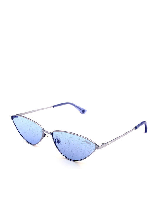 Victoria's Secret Women's Sunglasses with Silver Metal Frame and Light Blue Lens PK0007 16X