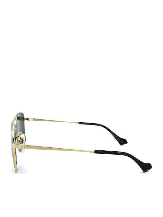 Gucci Unisex Sunglasses with Gold Metal Frame and Green Mirror Lens GG0743S 004