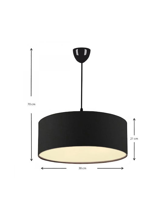 Megapap Monahan Pendant Light Black with Socket E27 38x21x70cm