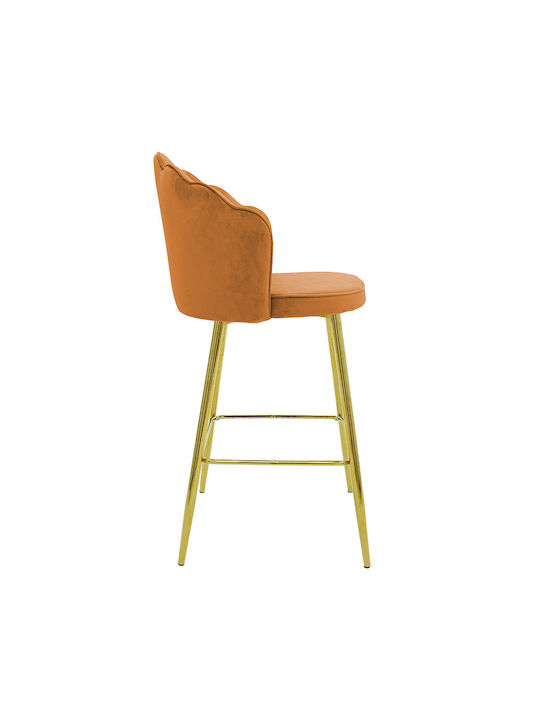 Hocker Bar mit Rückenlehne Gepolstert mit Samt Nataly Ceramic / Gold 52x51x100cm