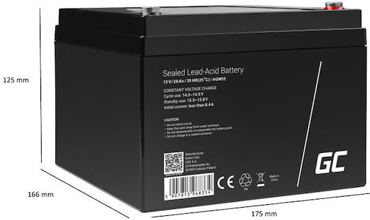 Green Cell Μπαταρία UPS με Χωρητικότητα 28Ah και Τάση 12V AGM55 1τμχ