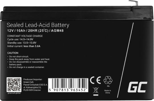 Green Cell UPS Battery with Capacity 10Ah and Voltage 12V AGM48 1pcs