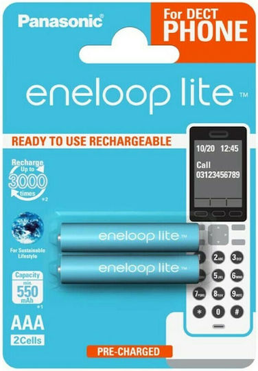 Panasonic Eneloop Lite Επαναφορτιζόμενες Μπαταρίες AAA Ni-MH 550mAh 1.2V 2τμχ