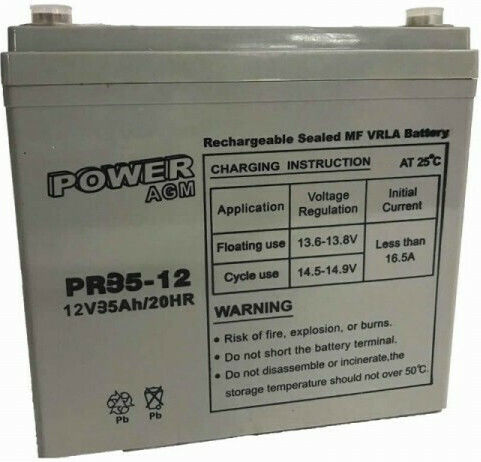 Power Batteries Μπαταρία Φωτοβολταϊκών AGM Κλειστού Τύπου 12V 35Ah (PR35-12)