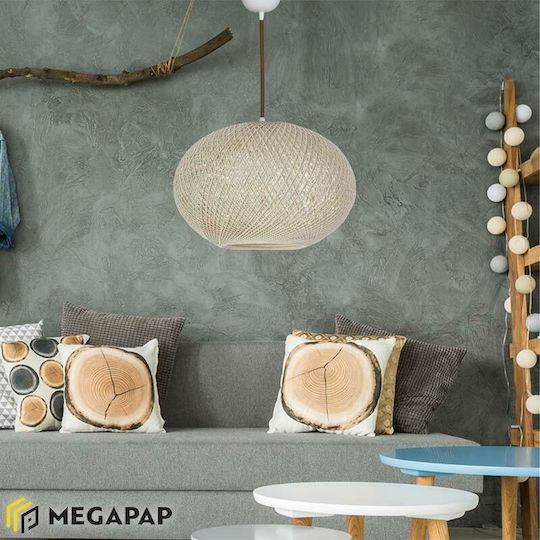 Megapap Adrian Κρεμαστό Φωτιστικό Μπεζ με Σχοινί για Ντουί E27 40x21x70εκ.