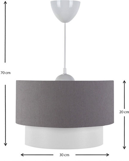 Megapap Whitehouse Pendant Light Gray with Socket E27 30x20x55cm