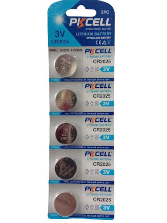 Pkcell Baterii Litiu pentru ceasuri CR2025 3.0V 5buc